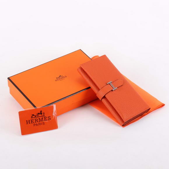 Cheap Fake Hermes Bearn Japonaise Tri-Fold Wallet A308 Orange